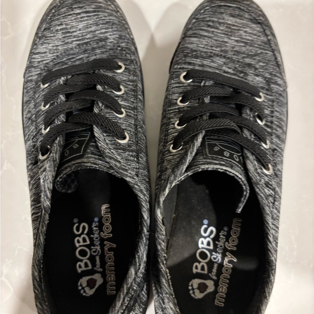 Skechers BOBS Memory Foam Sneakers – Black/Gray Knit – Women’s 6.5 - Picture 7 of 11